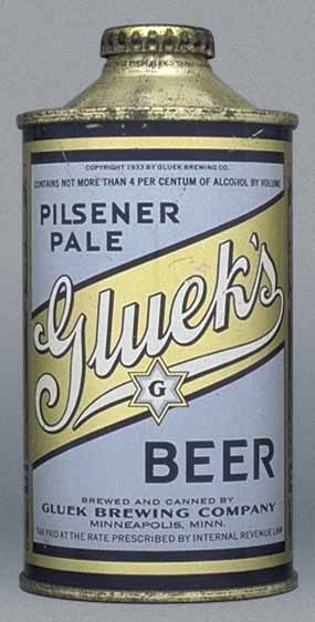 Gluek's Pilsener Pale Beer Cone Top Can