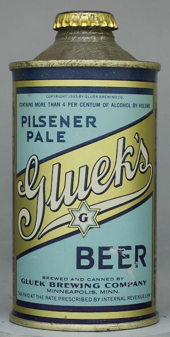 Gluek's Pilsener Pale Beer Cone Top Can