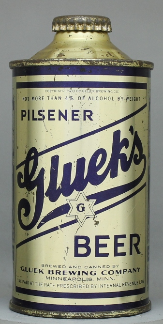 Gluek's Pilsener Beer Cone Top Can