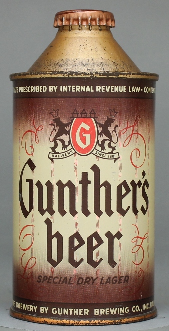 Gunther's Special Dry Lager Beer Cone Top Can