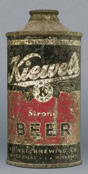 Kiewel's White Seal Beer Cone Top Can