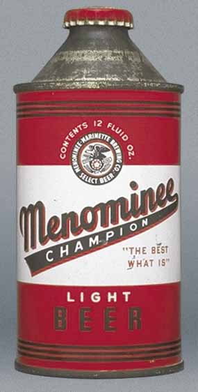 Menominee Champion Light Beer Cone Top Can