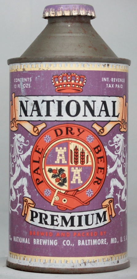 National Premium Pale Dry Beer Cone Top Can