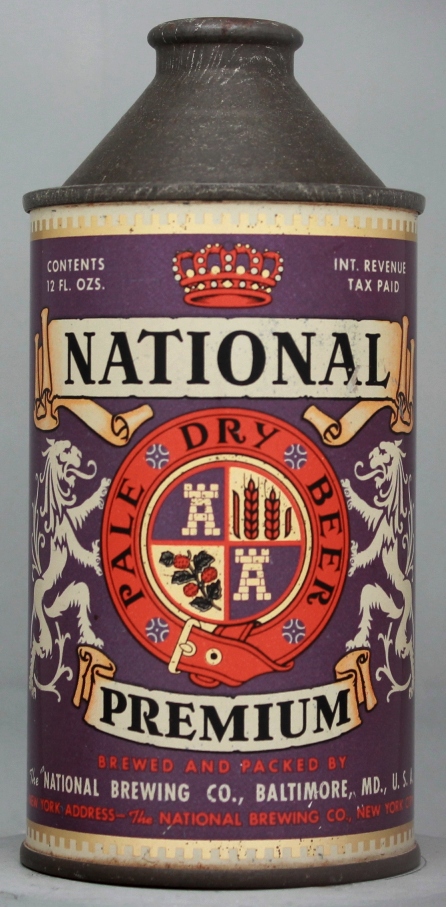 National Premium Pale Dry Beer Cone Top Can