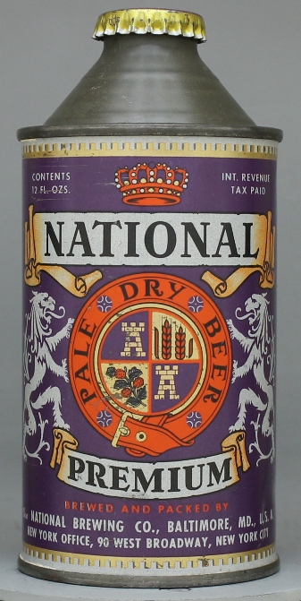National Premium Pale Dry Beer Cone Top Can