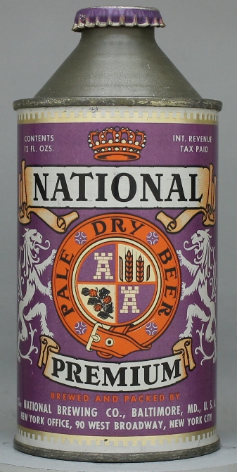 National Premium Pale Dry Beer Cone Top Can