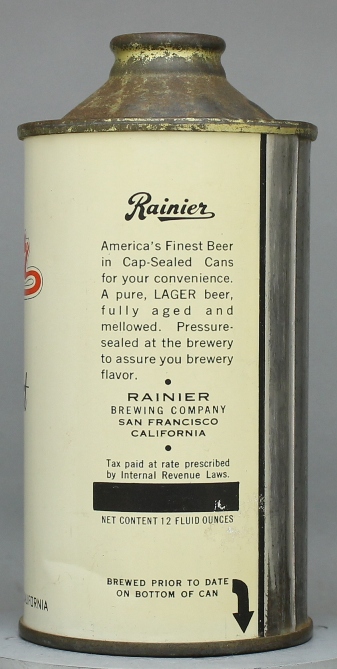 Rainier Special Export Beer Cone Top Can