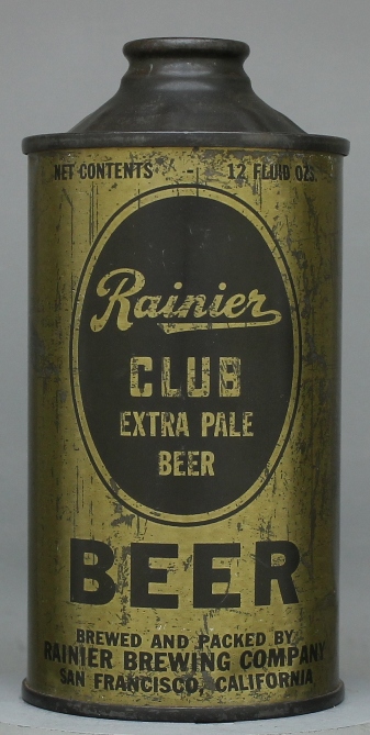 Rainier Club Extra Pale Beer Cone Top Can