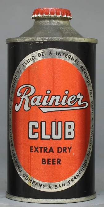 Rainier Club Extra Dry Beer Cone Top Can