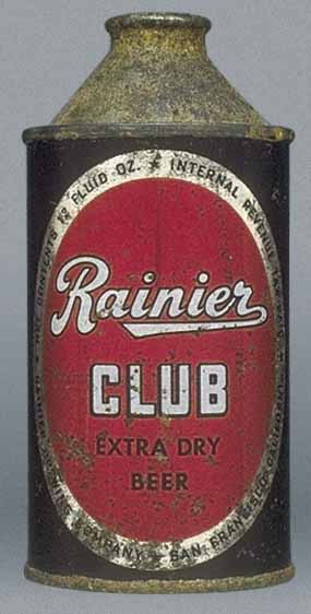 Rainier Club Extra Dry Beer Cone Top Can