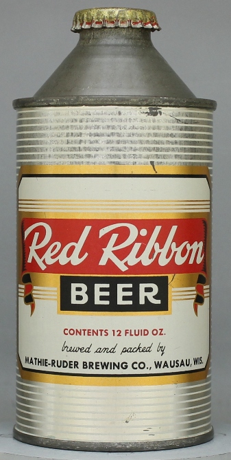 Red Ribbon Beer Cone Top Can