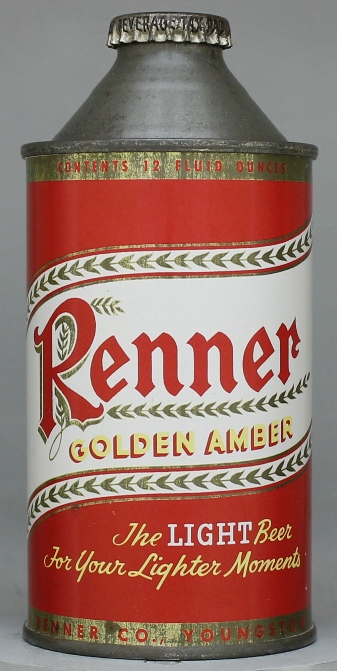 Renner Golden Amber Light Beer Cone Top Can