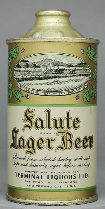 Salute Brand Lager Beer Cone Top Can