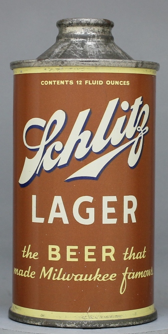 Schlitz Lager Beer Cone Top Can