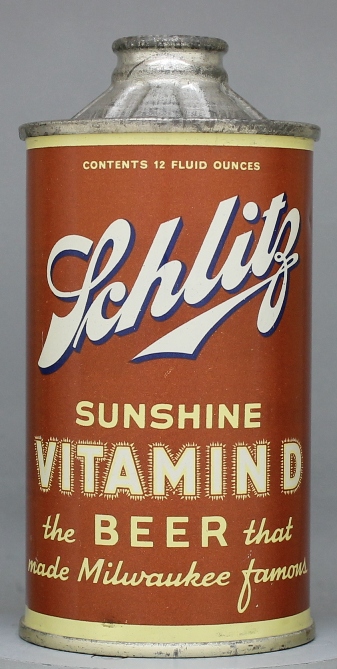 Schlitz Sunshine Vitamin D Beer Cone Top Can