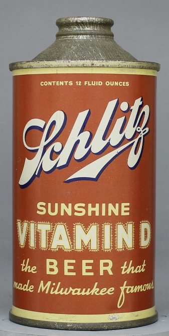 Schlitz Sunshine Vitamin D Beer Cone Top Can
