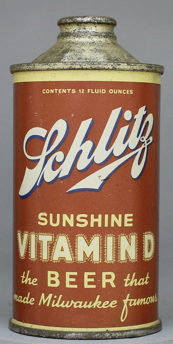 Schlitz Sunshine Vitamin D Beer Cone Top Can