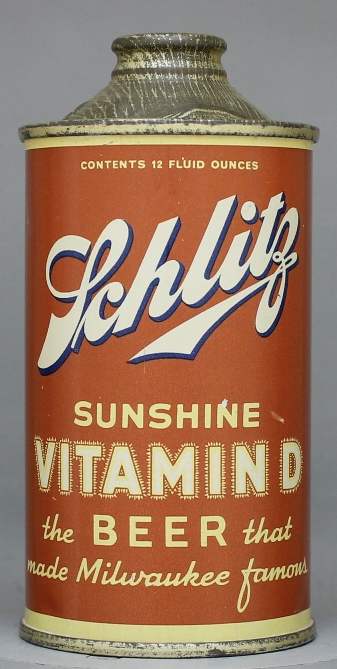 Schlitz Sunshine Vitamin D Beer Cone Top Can