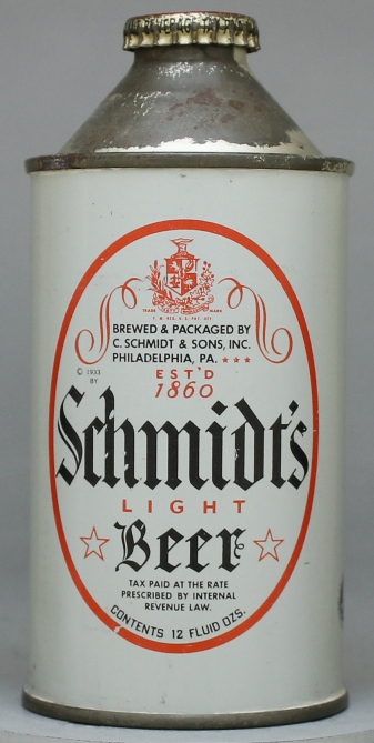 Schmidt's Light Beer Cone Top Can