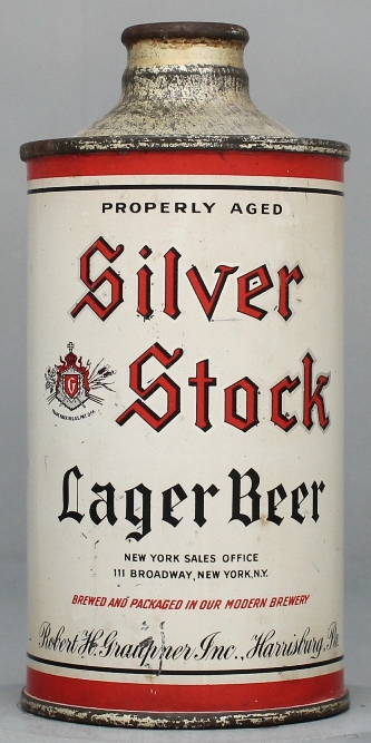 Silver Stock Lager Beer Cone Top Can