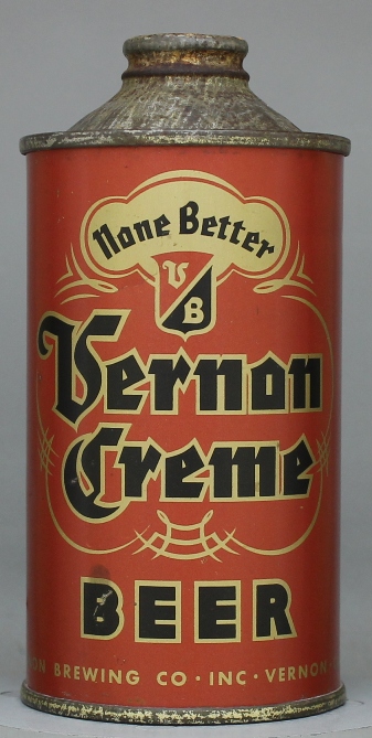 Vernon Creme Beer Cone Top Can