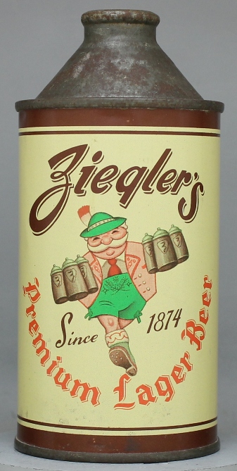 Ziegler's Premium Lager Beer Cone Top Can