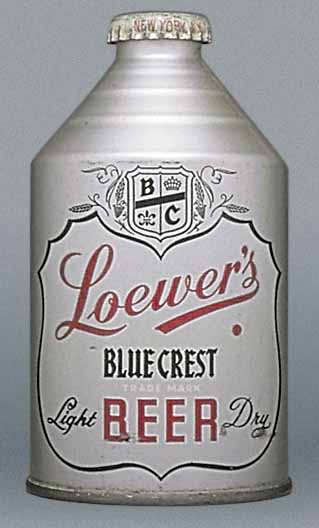 Loewer's Blue Crest Light Dry Beer Crowntainer