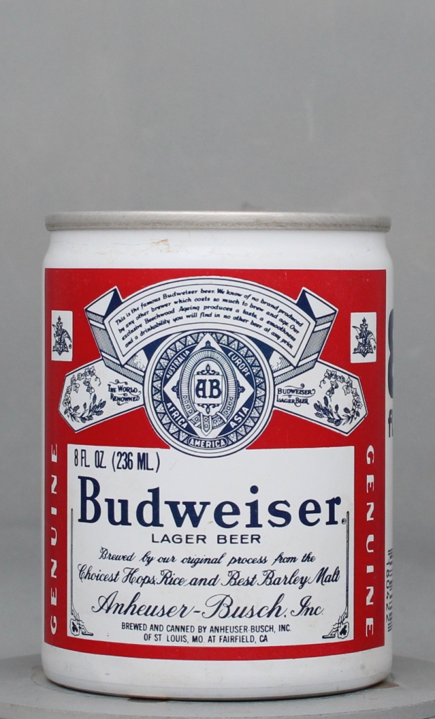 Budweiser Lager Beer 8 Oz Button Top Can