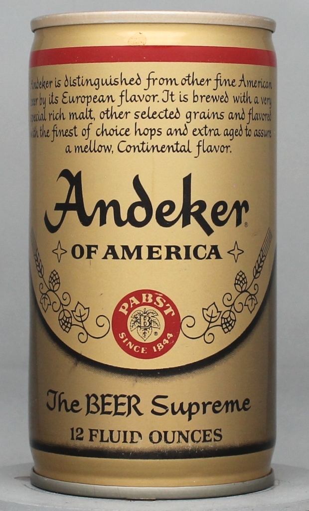 Andeker Of America Beer 12 Oz Tab Top Can