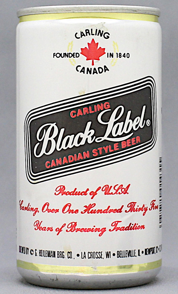 Black Label Canadian Style, Carling Beer 12 Oz Tab Top Can