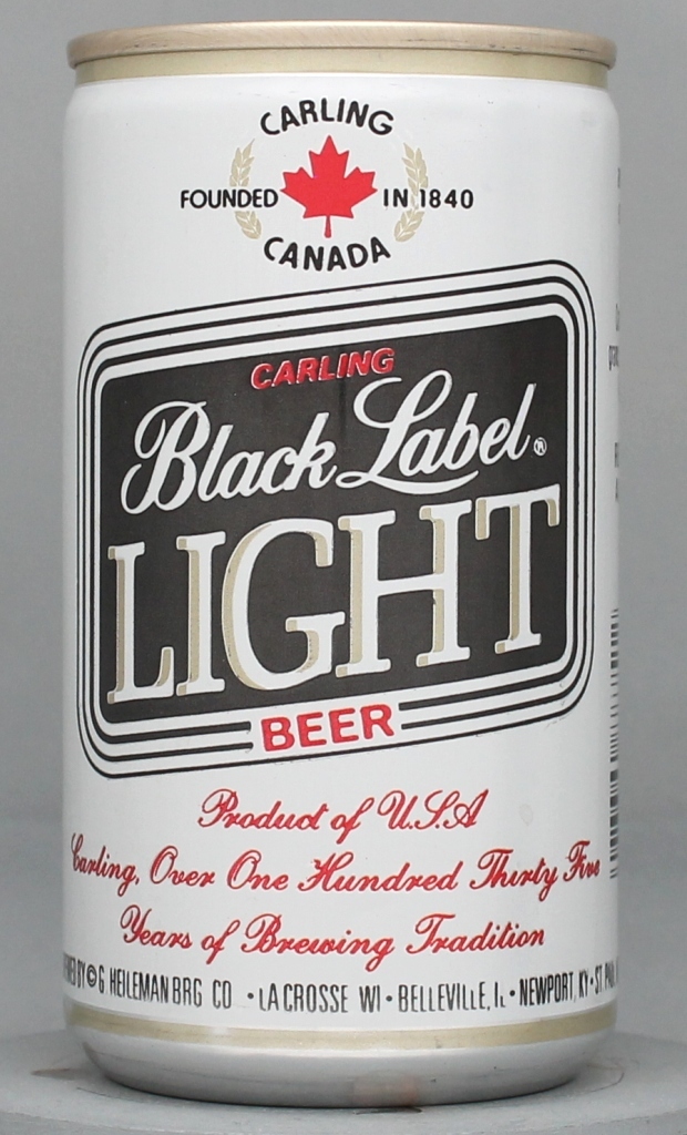 Black Label Light, Carling Beer 12 Oz Tab Top Can