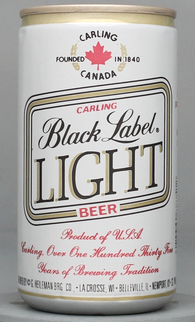 Black Label Light, Carling Beer 12 Oz Tab/Stay Top Can