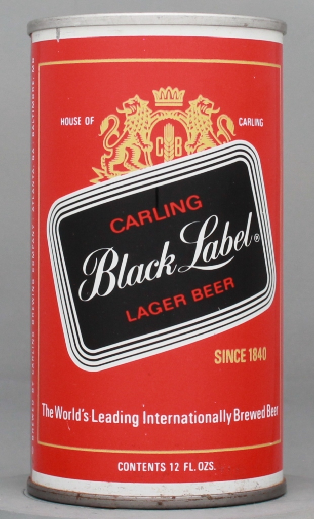 Black Label Lager, Carling Beer 12 Oz Tab Top Can