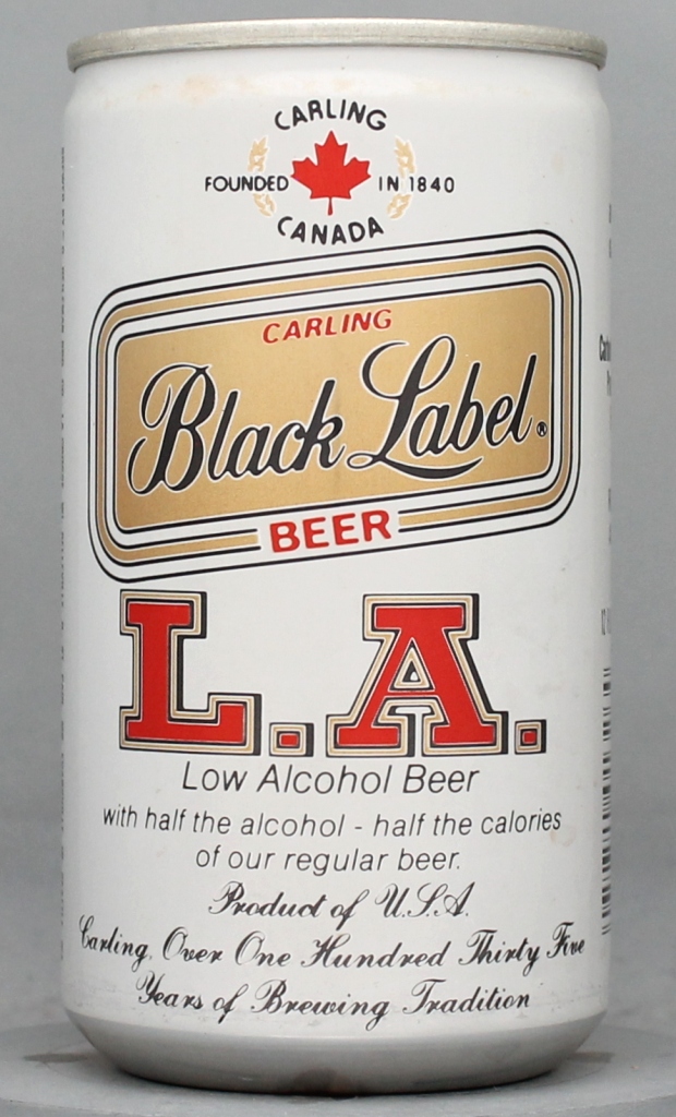 Black Label L. A., Carling Beer 12 Oz Tab Top Can