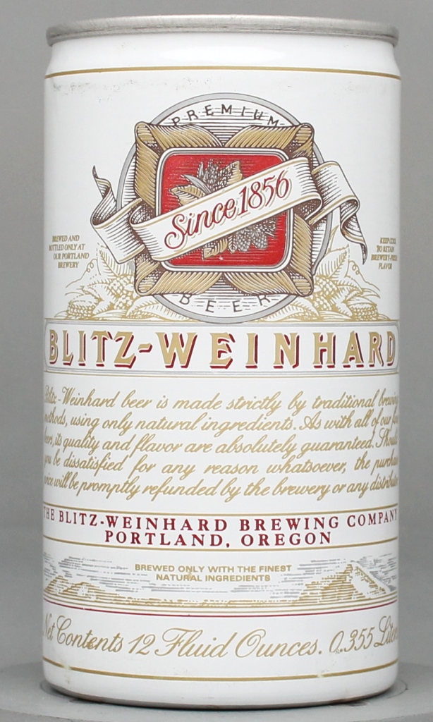 Blitz Weinhard Beer 12 Oz Tab Top Can