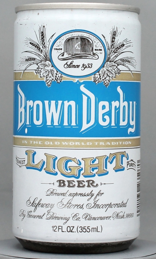 Brown Derby Light Beer 12 Oz Tab Top Can