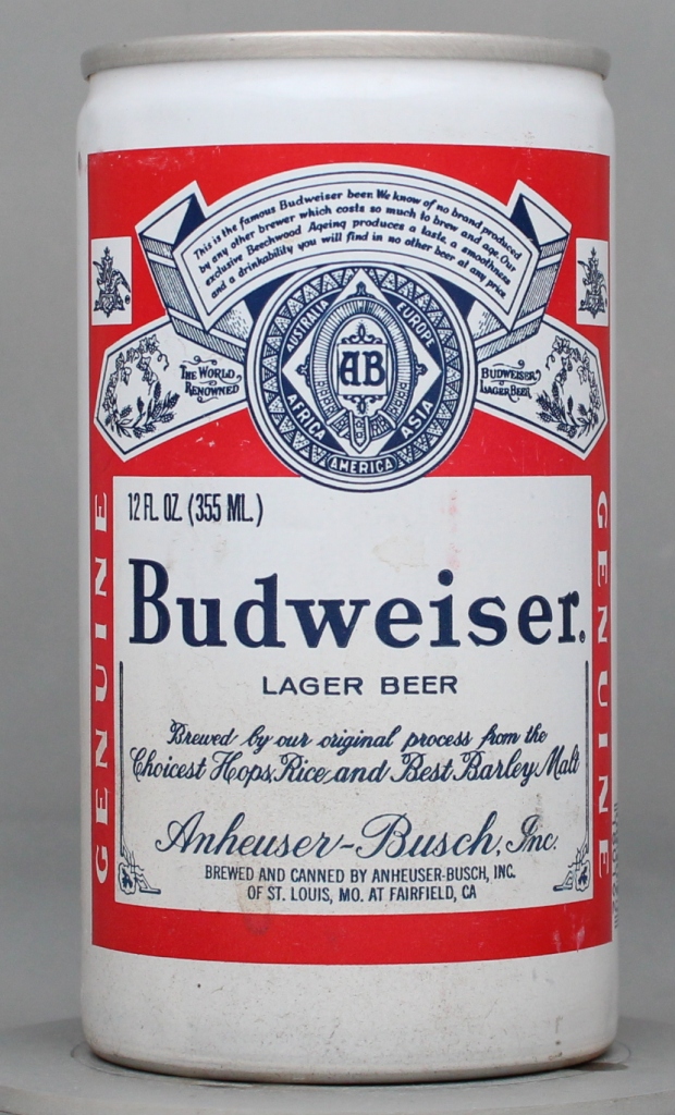 Budweiser Lager Beer 12 Oz Tab Top Can