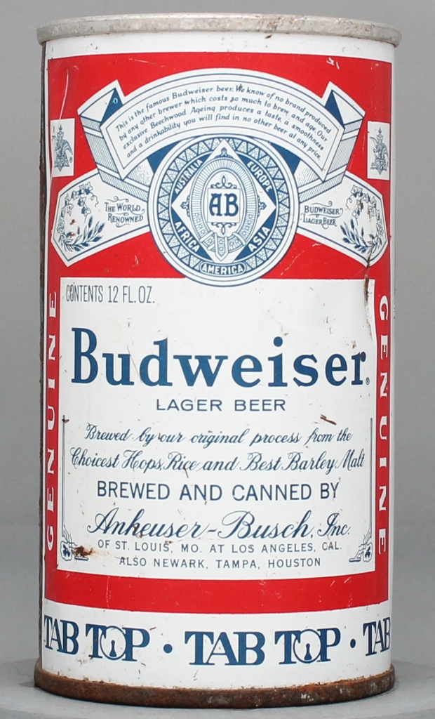 Budweiser Beer 12 Oz Tab Top Can