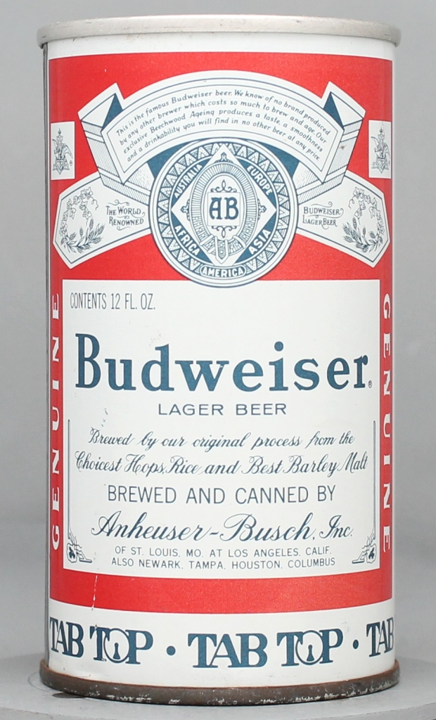 Budweiser Beer 12 Oz Tab Top Can