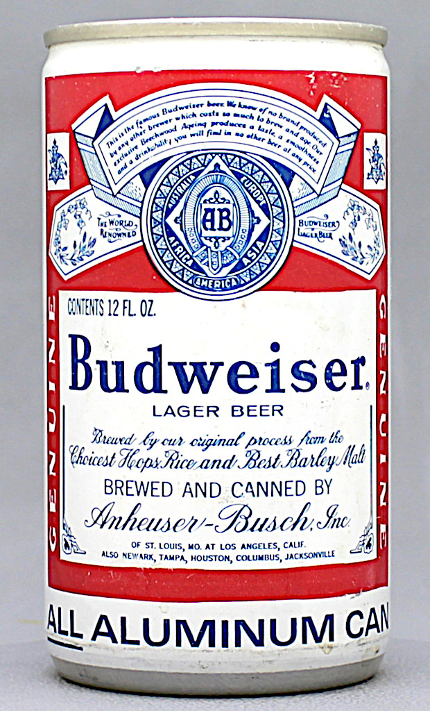 Budweiser Lager Beer 12 Oz Tab Top Can