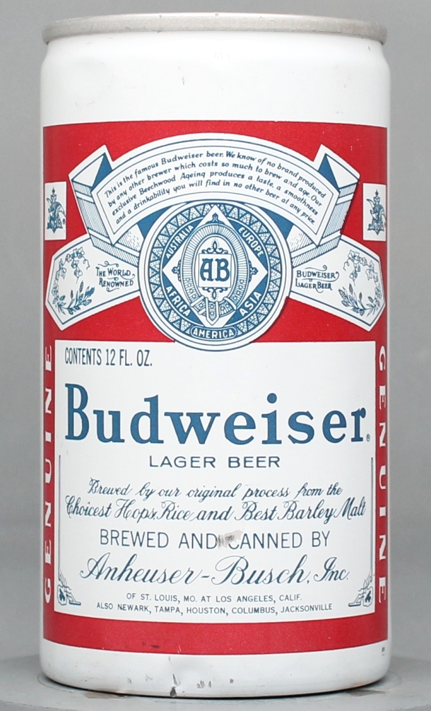 Budweiser Lager Beer 12 Oz Tab Top Can