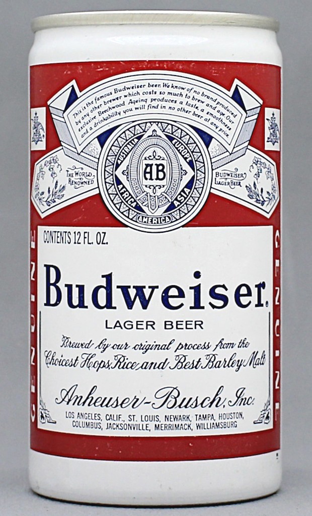 Budweiser Lager Beer 12 Oz Tab Top Can