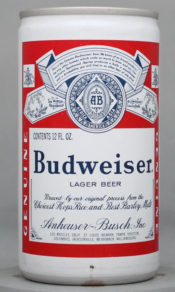 Budweiser Lager Beer 12 Oz Tab Top Can