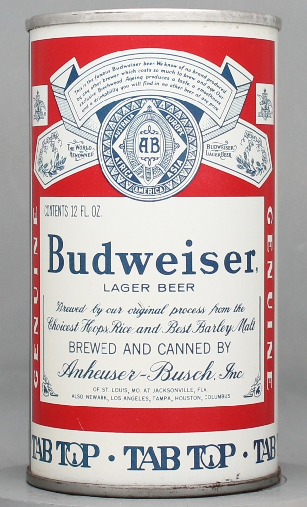 Budweiser Lager Beer 12 Oz Tab Top Can