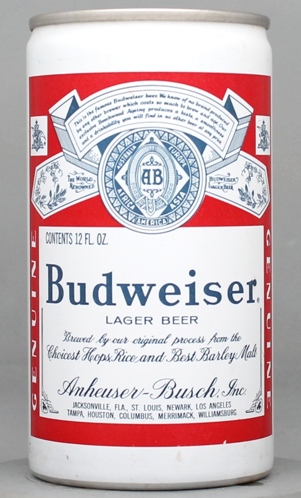 Budweiser Lager Beer 12 Oz Tab Top Can