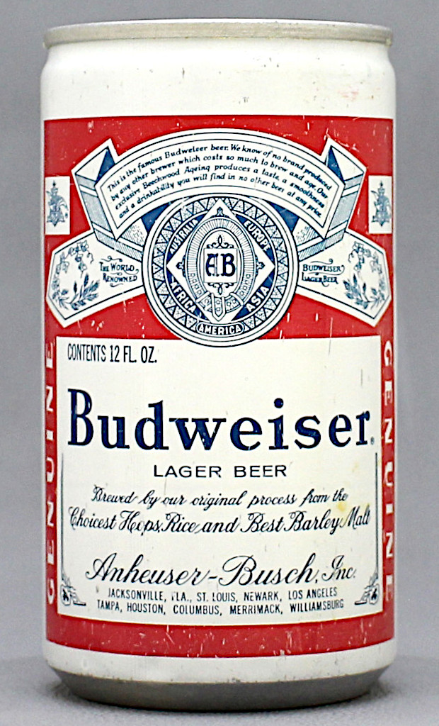 Budweiser Lager Beer 12 Oz Tab Top Can