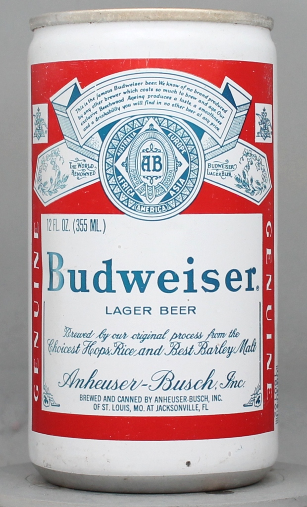 Budweiser Lager Beer 12 Oz Tab Top Can