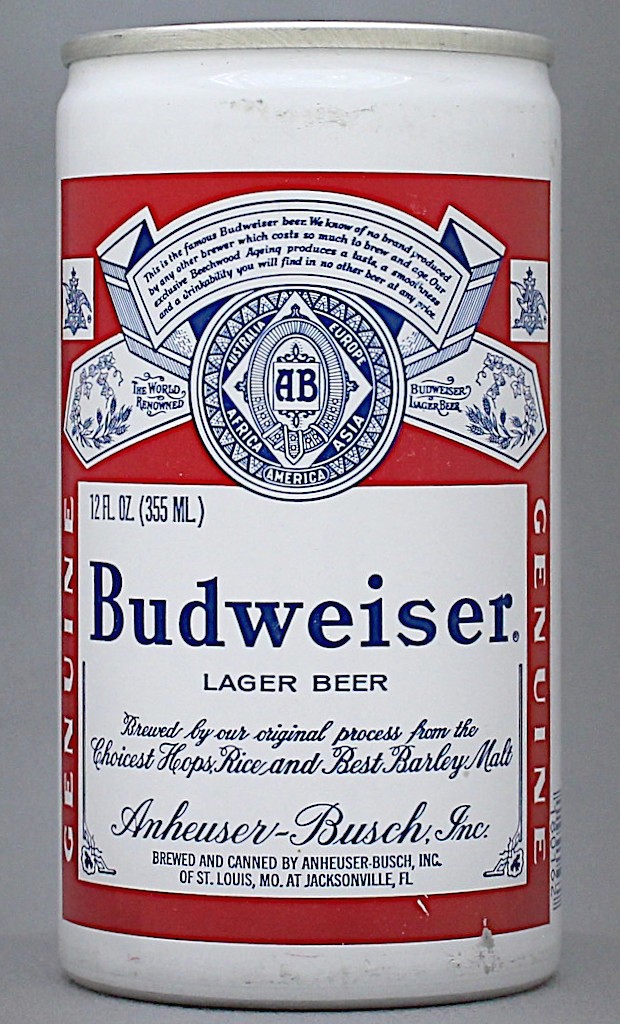 Budweiser Lager Beer 12 Oz Tab Top Can