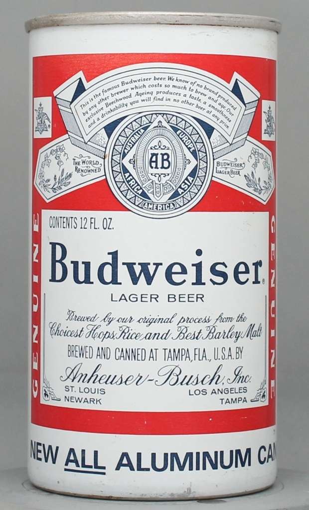 Budweiser Lager Beer 12 Oz Tab Top Can