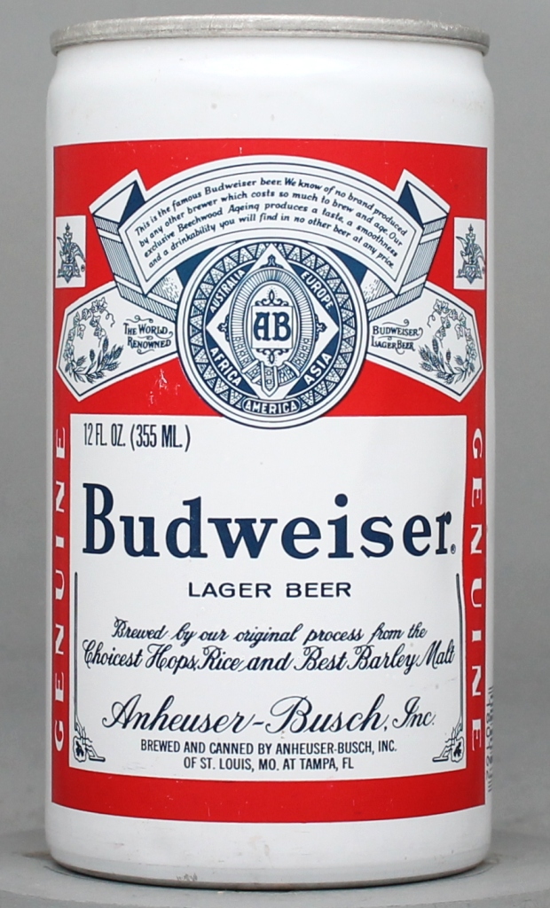 Budweiser Lager Beer 12 Oz Tab Top Can